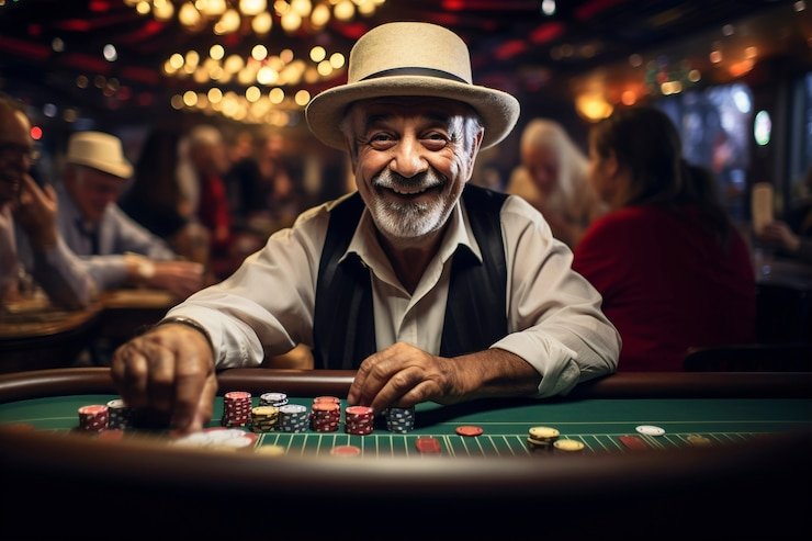 Dealer profesional di meja blackjack live togelnet dengan kartu dan chip